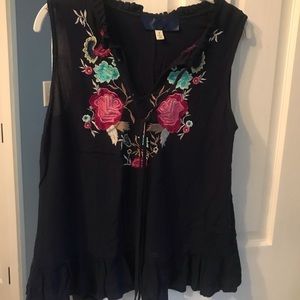 Francesca’s navy embroidered tank